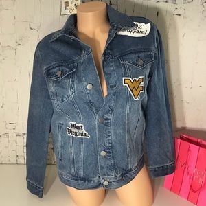VS PINK WEST VIRGINIA UNIVERSITY DENIM JEAN JACKET